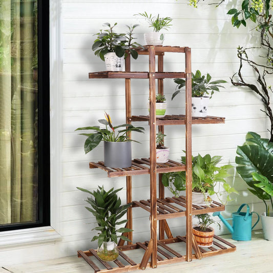 6 Tier Wooden Plant Stand, Display Indoors or Outdoors