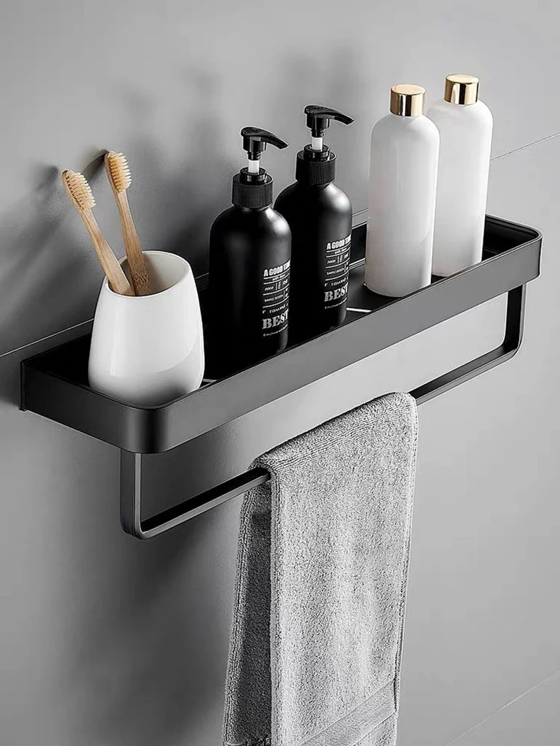 Bathroom Shelf/Shower Caddy, Wall Mount,  Bathroom Decor, 10 Sizes, Black