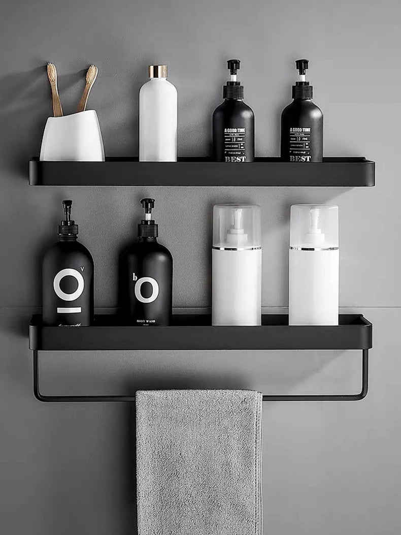 Bathroom Shelf/Shower Caddy, Wall Mount,  Bathroom Decor, 10 Sizes, Black