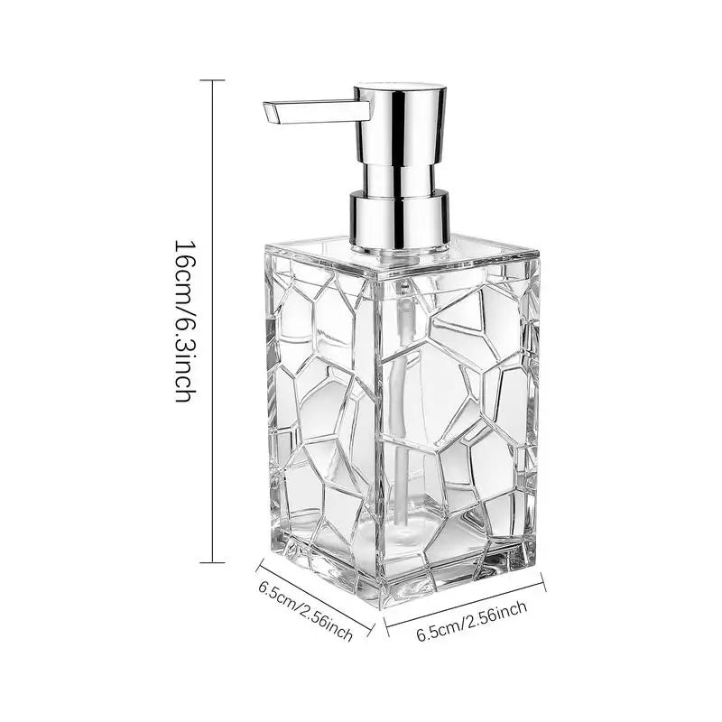 Transparent Hand Soap Dispenser, Refillable, Bathroom or Kitchen Accessory