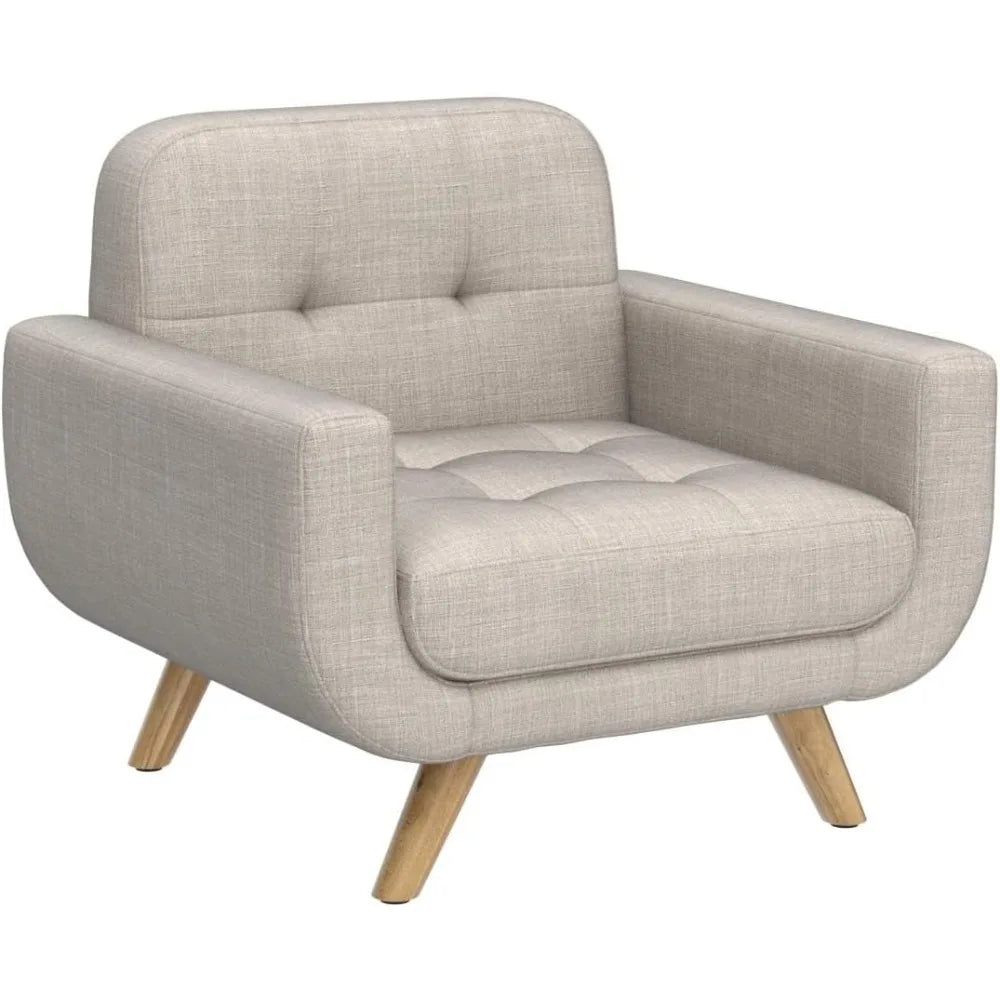 Accent Armchair, Linen Upholstery, Light Beige