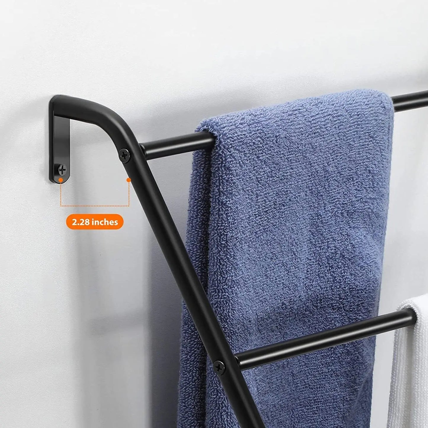 3 Tier Inclined Bathroom Towel Rack, Wall Mounted, Black