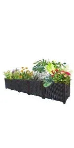 Large Planters for Outdoor Plants Raised Garden Bed Boxes, Raised Plant Pots Perfect for Garden Patio Balcony Deck