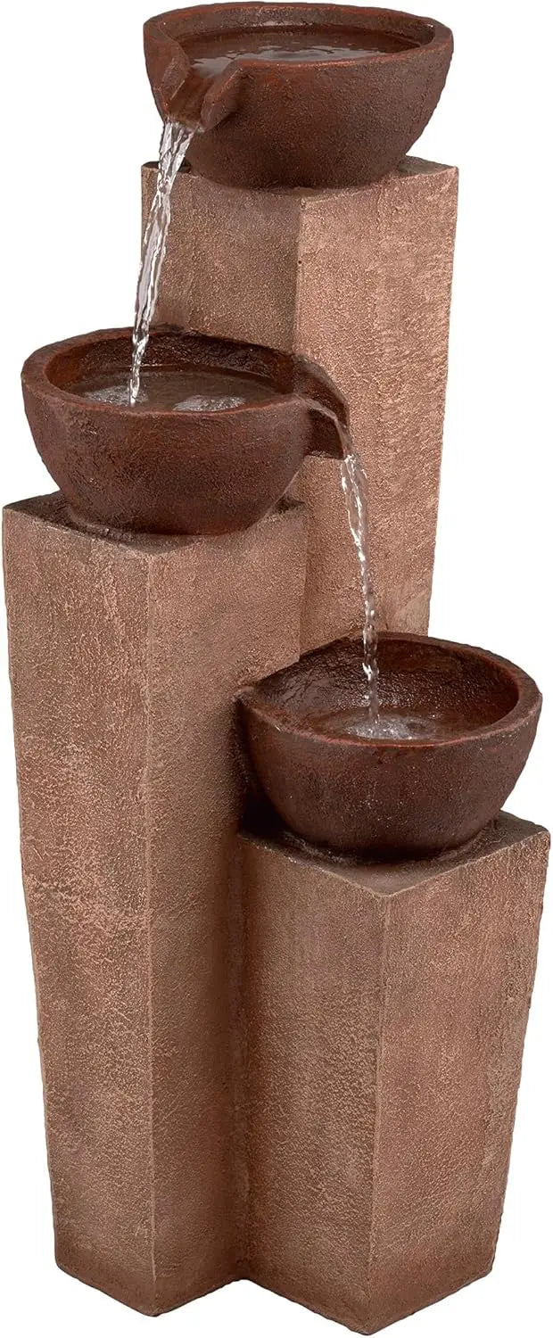 Rustic Pots Water Fountain, 35 Inch, Bronze