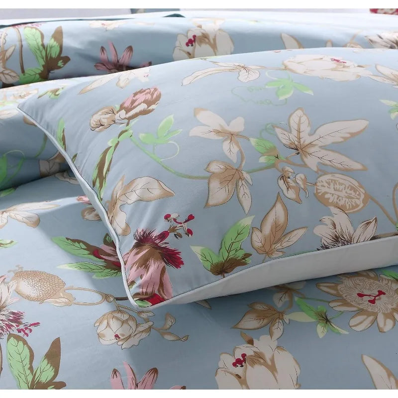 100% Cotton Garden Floral Bedding Set, Reversible, 14 Colors, 4 Sizes