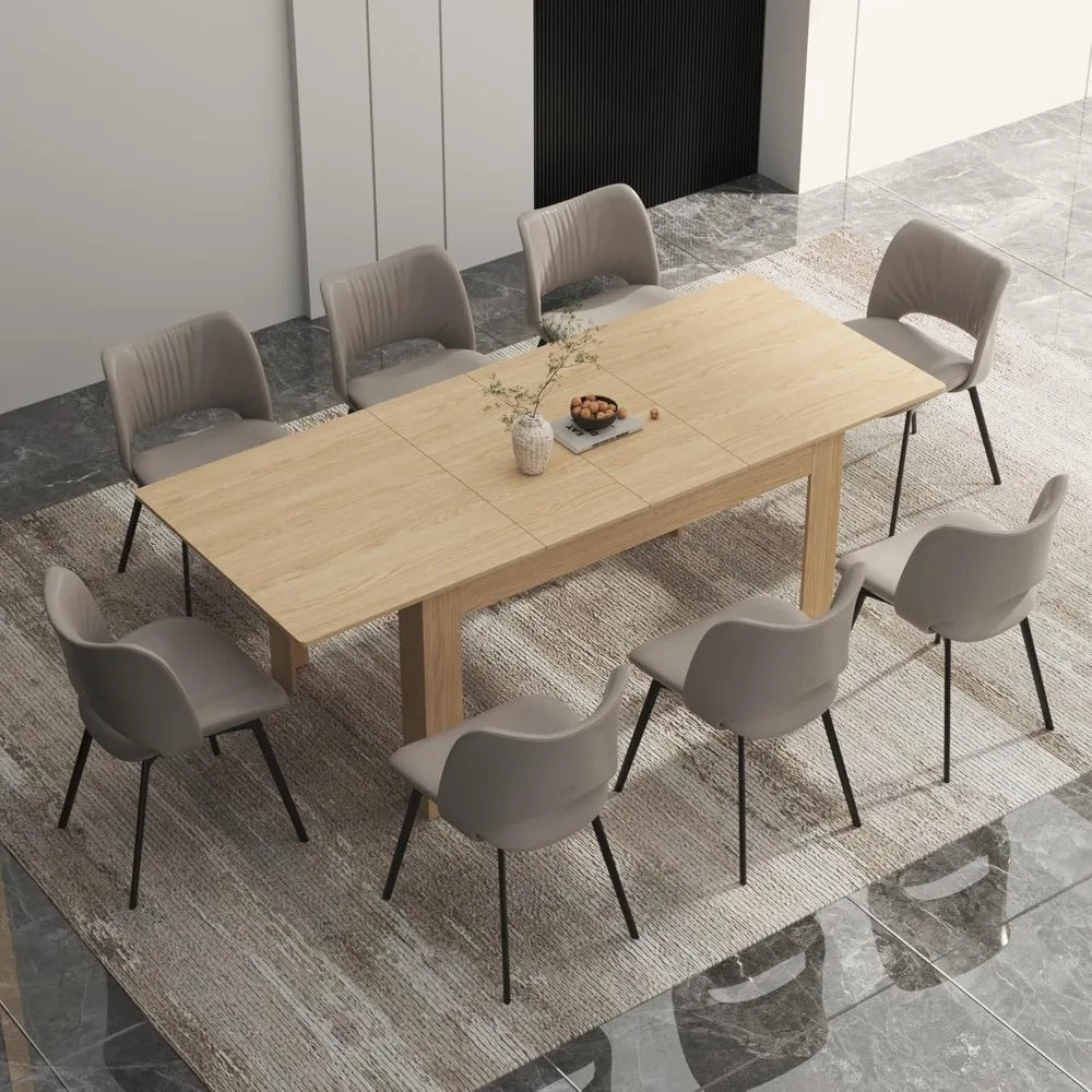 Extendable Wood Dining Table, Seats 6 to 10 People, 2 Colors