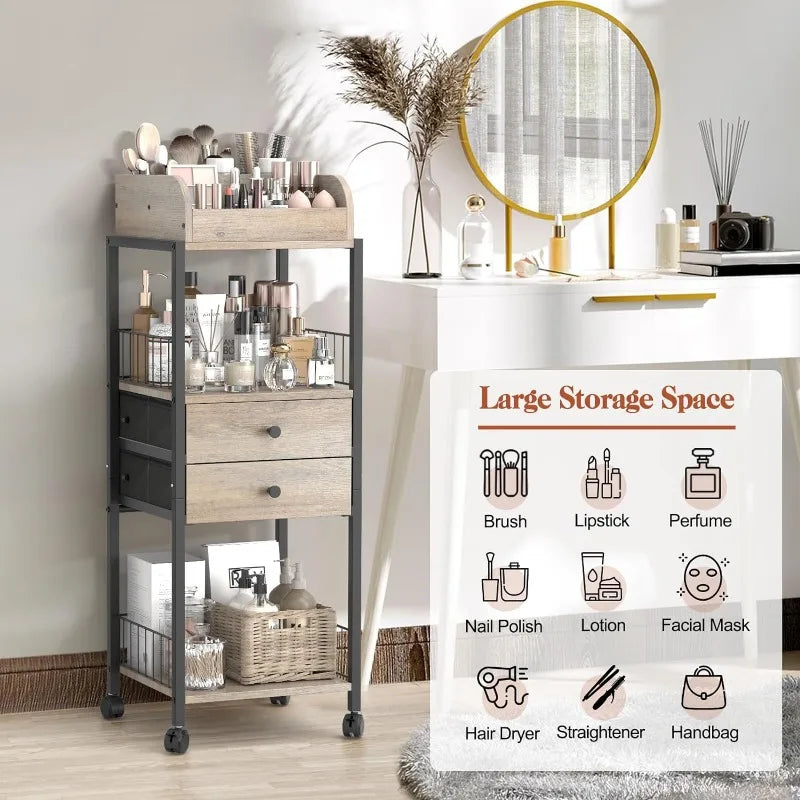 Floor Standing Make Up Organizer/Storage, with Drawers, 2 Colors