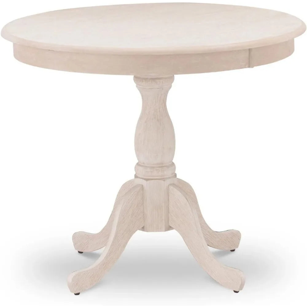 Round Wooden Dining Table, with Pedestal Base, 36 Inch x 36 Inch, 4 Colors