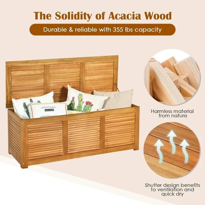 47 Gallon Outdoor Acacia Wood Storage Box