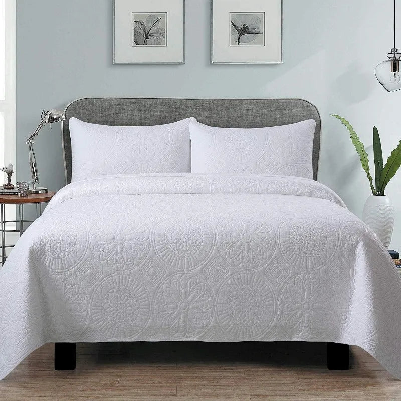 Lightweight Quilted Cotton Bedspread, Pillow Sham(s), 4 Sizes, 8 Colors