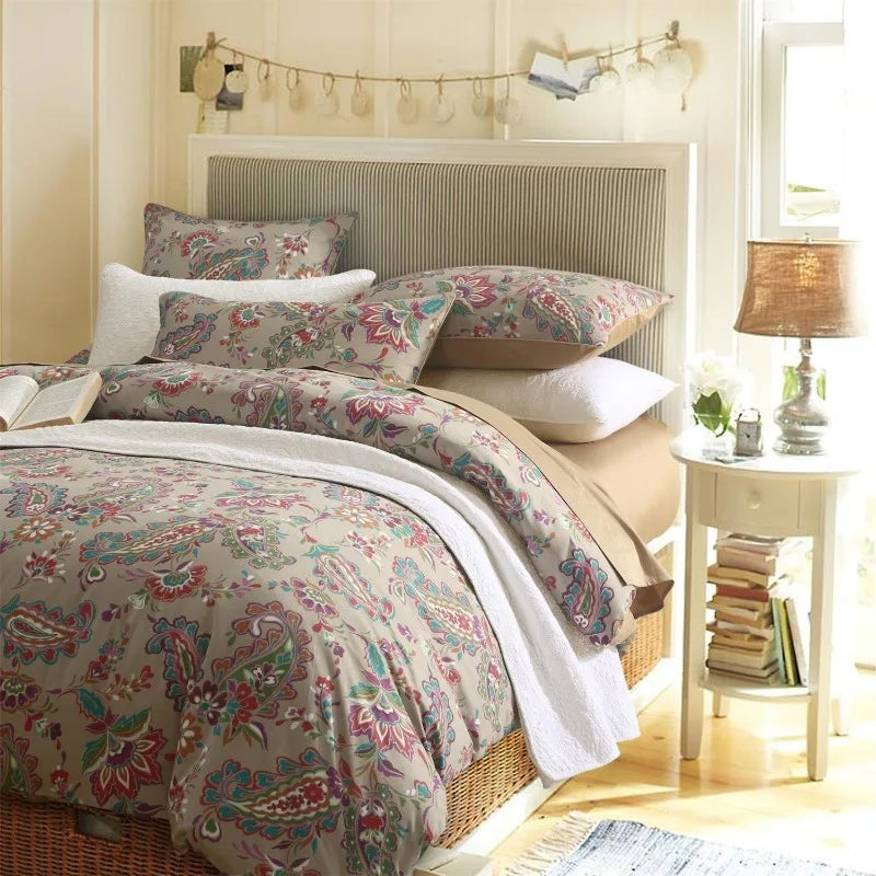 100% Cotton Garden Floral Duvet Cover Set, 3 Pieces, Reversible, 14 Colors, 4 Sizes