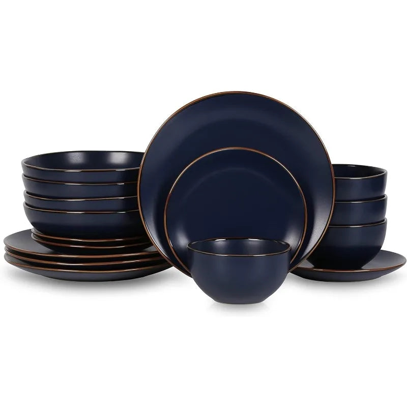 16-Piece Stoneware Dinnerware Set, 5 Colors