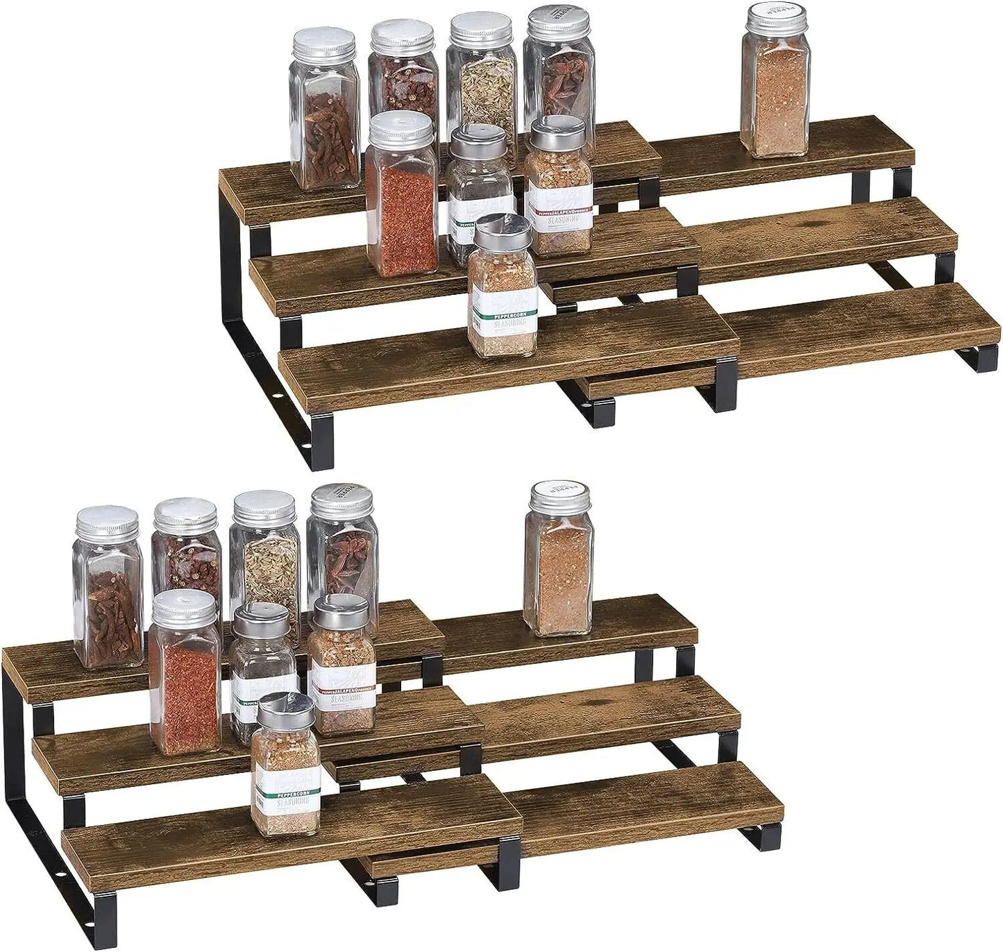 3-Tier Wooden Spice Rack/Organizer, Expandable, Set of 2