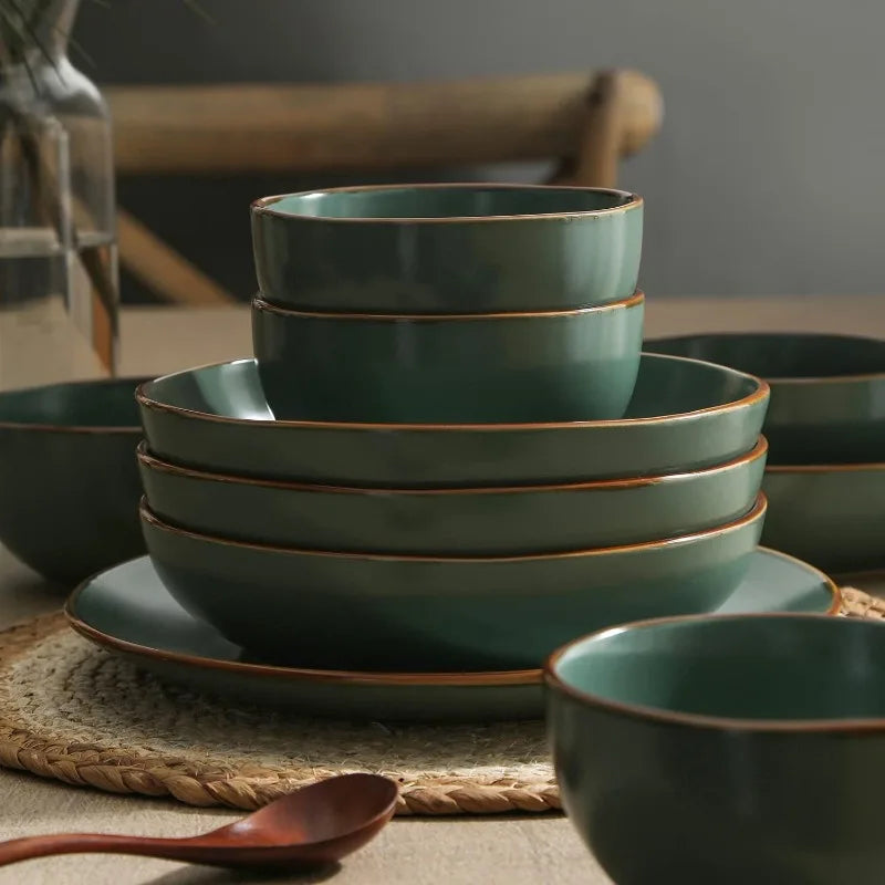 16-Piece Stoneware Dinnerware Set, 5 Colors