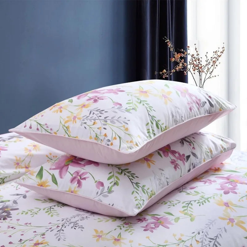 100% Cotton Garden Floral Bedding Set, Reversible, 14 Colors, 4 Sizes