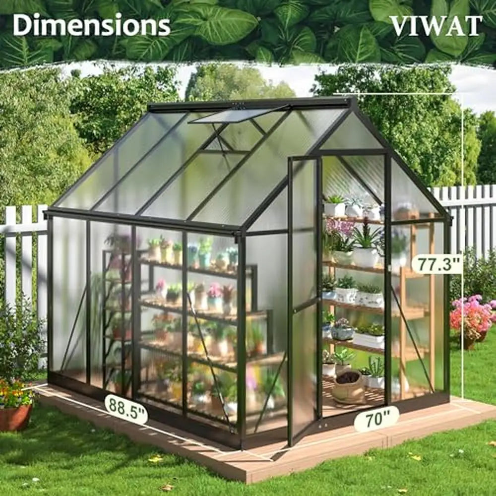 Large Walk-in Greenhouse, Quick Setup, Aluminum Structure/Roof Vent, UV Coated Panels