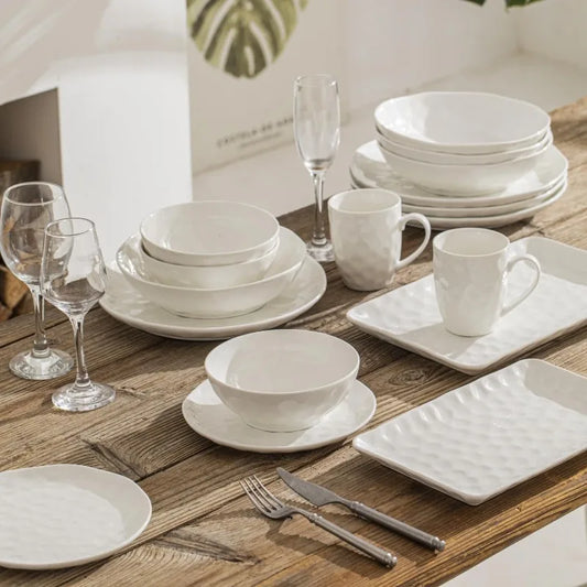 Porcelain Dinnerware Sets, 24, 26, or 30 Pieces, White