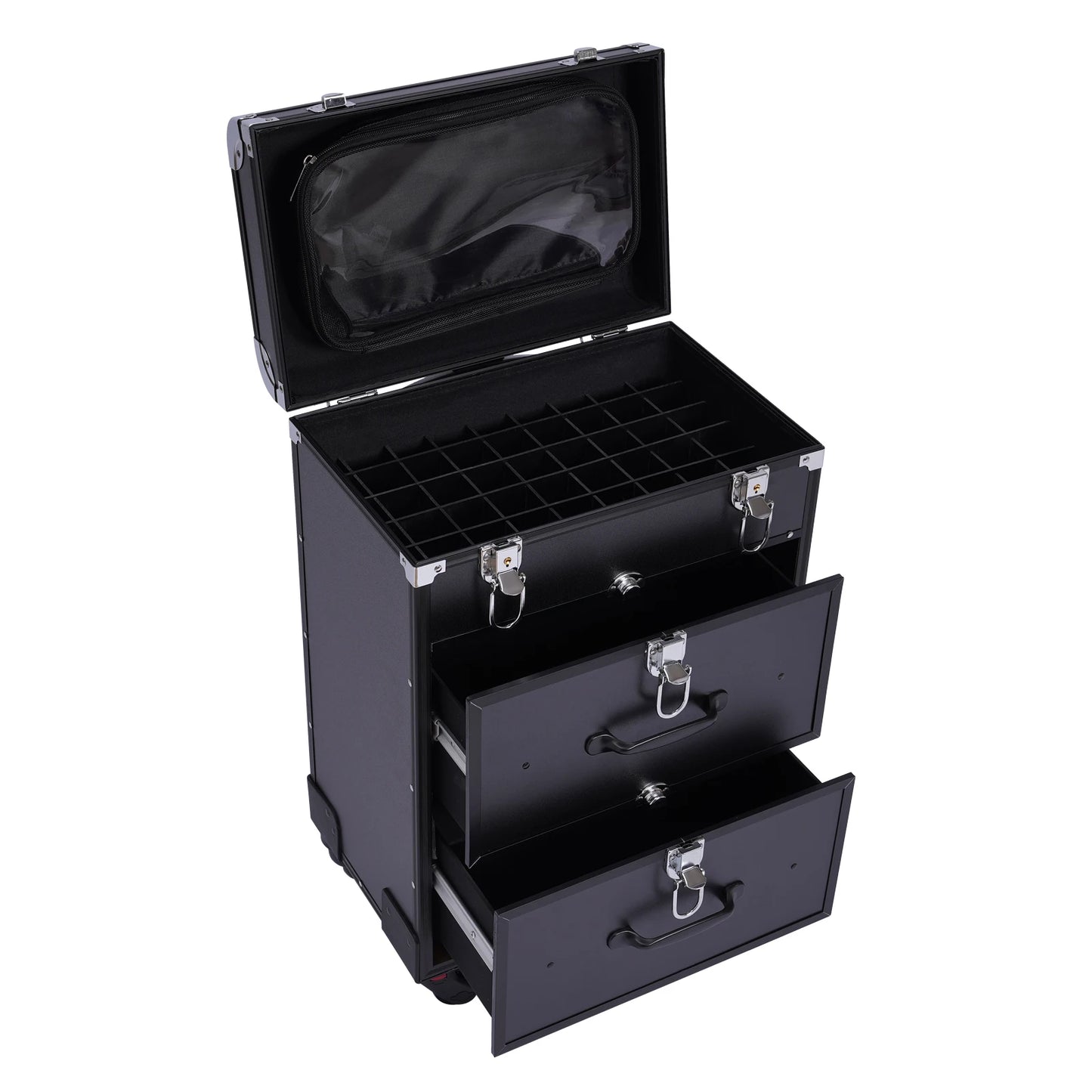 3 Tier Rolling Makeup Case Storage, with Locks, Professional Cosmetic Trolley, 2 Colors