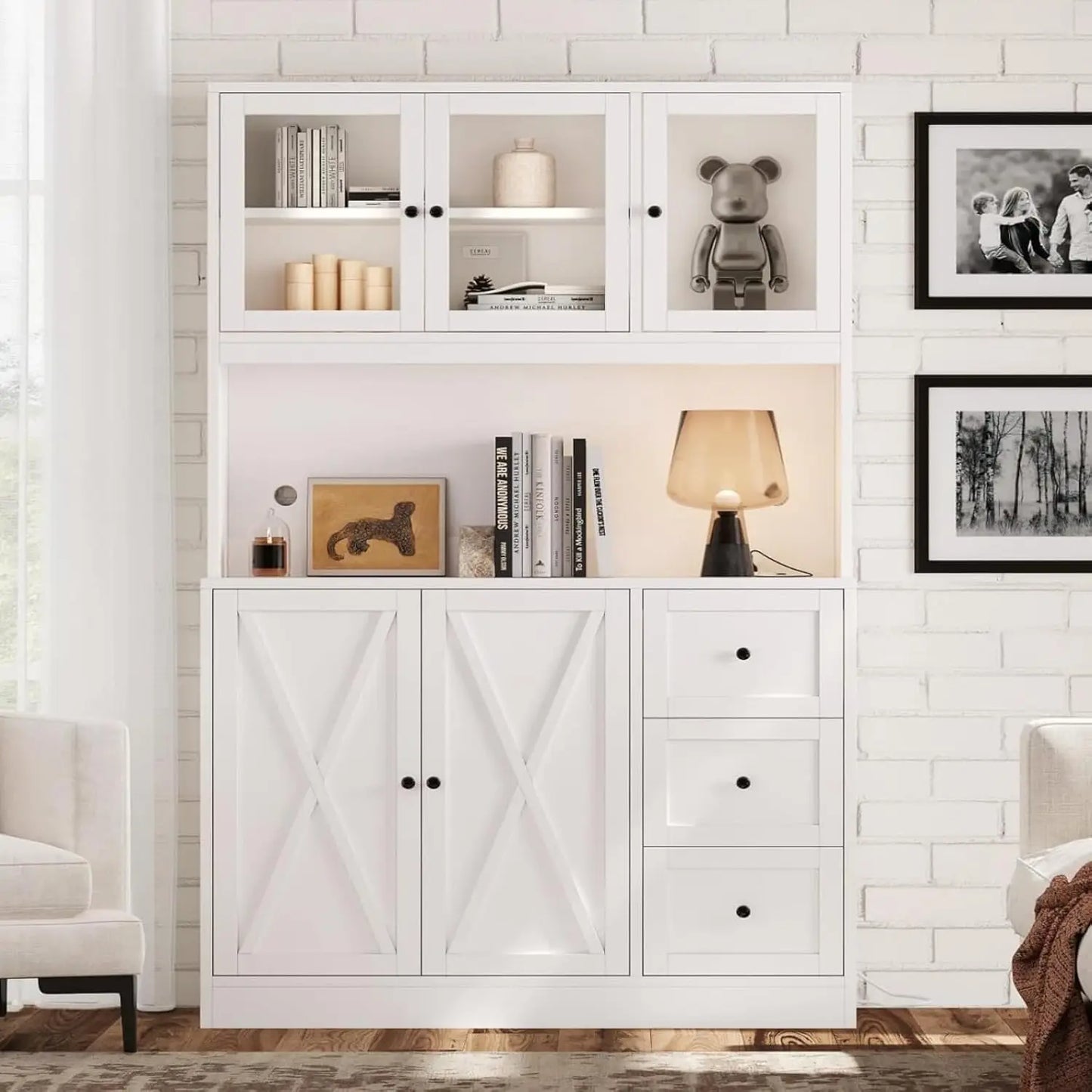 Pantry Cabinet, Charging Station, White