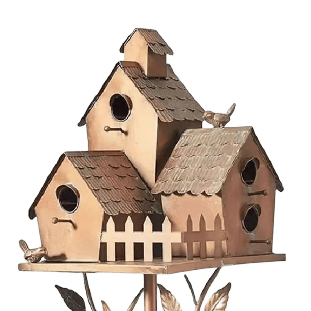 Metal Bird House, On Metal Pole, Outdoor, 5 Styles