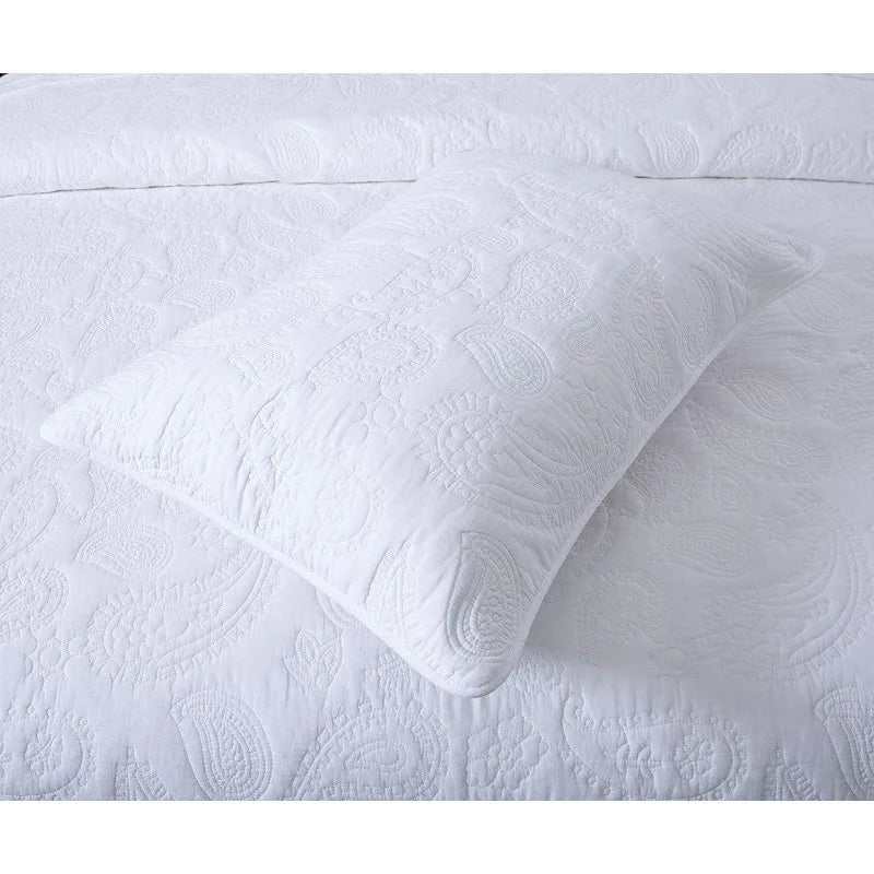 Lightweight Quilted Cotton Bedspread, Pillow Sham(s), 4 Sizes, 8 Colors