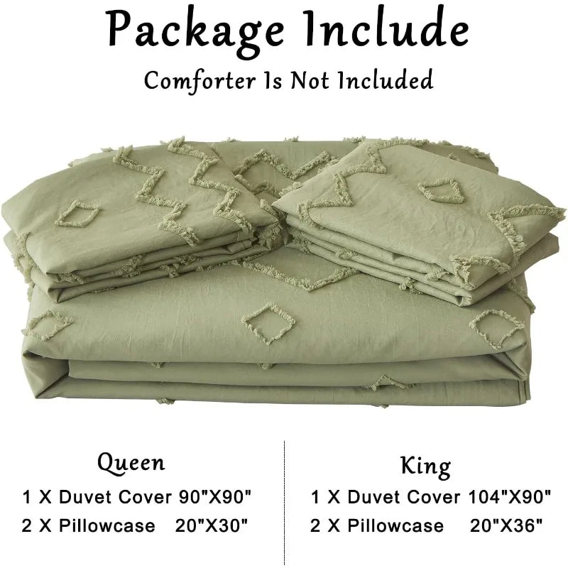 Jacquard-Pattern Duvet Cover Set, 3 Pieces, 12 Colors, 2 Sizes