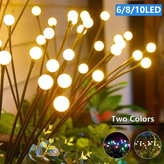 LED Solar Garden Firefly Lights, 2 Colors, 1 or 2 Pieces, 3 Wattages