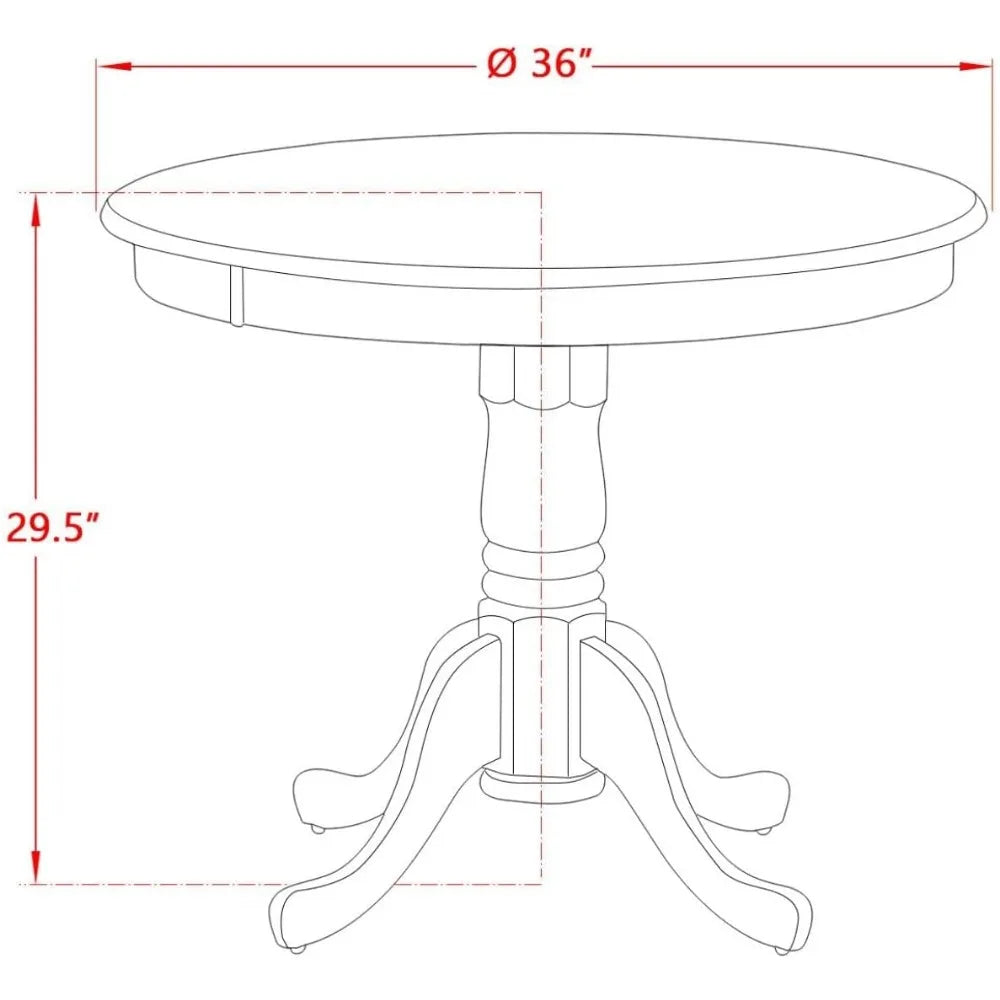 Round Wooden Dining Table, with Pedestal Base, 36 Inch x 36 Inch, 4 Colors