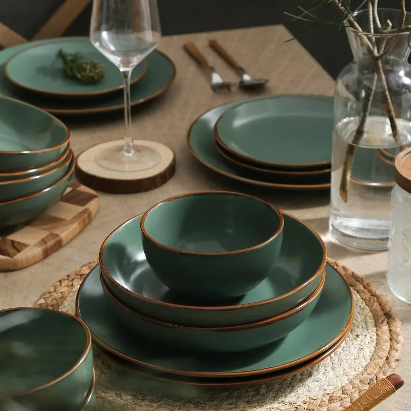 16-Piece Stoneware Dinnerware Set, 5 Colors