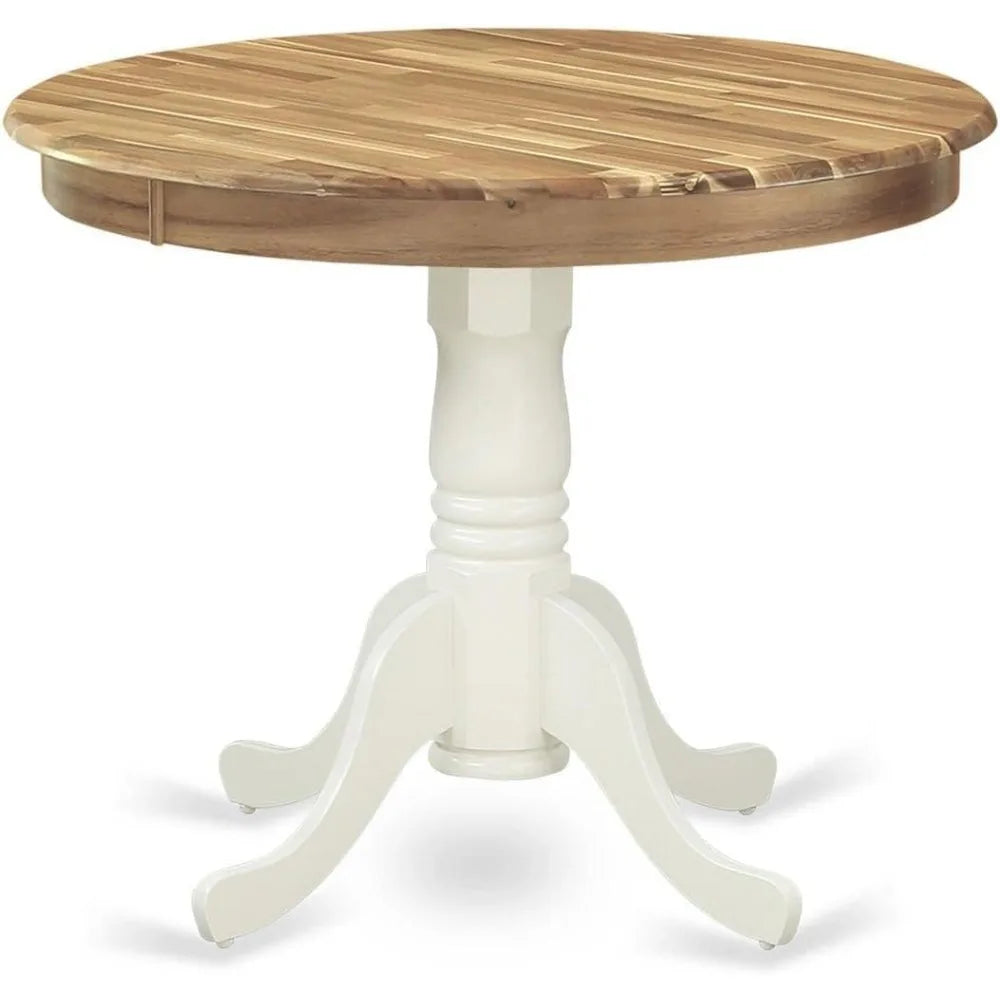 Round Wooden Dining Table, with Pedestal Base, 36 Inch x 36 Inch, 4 Colors