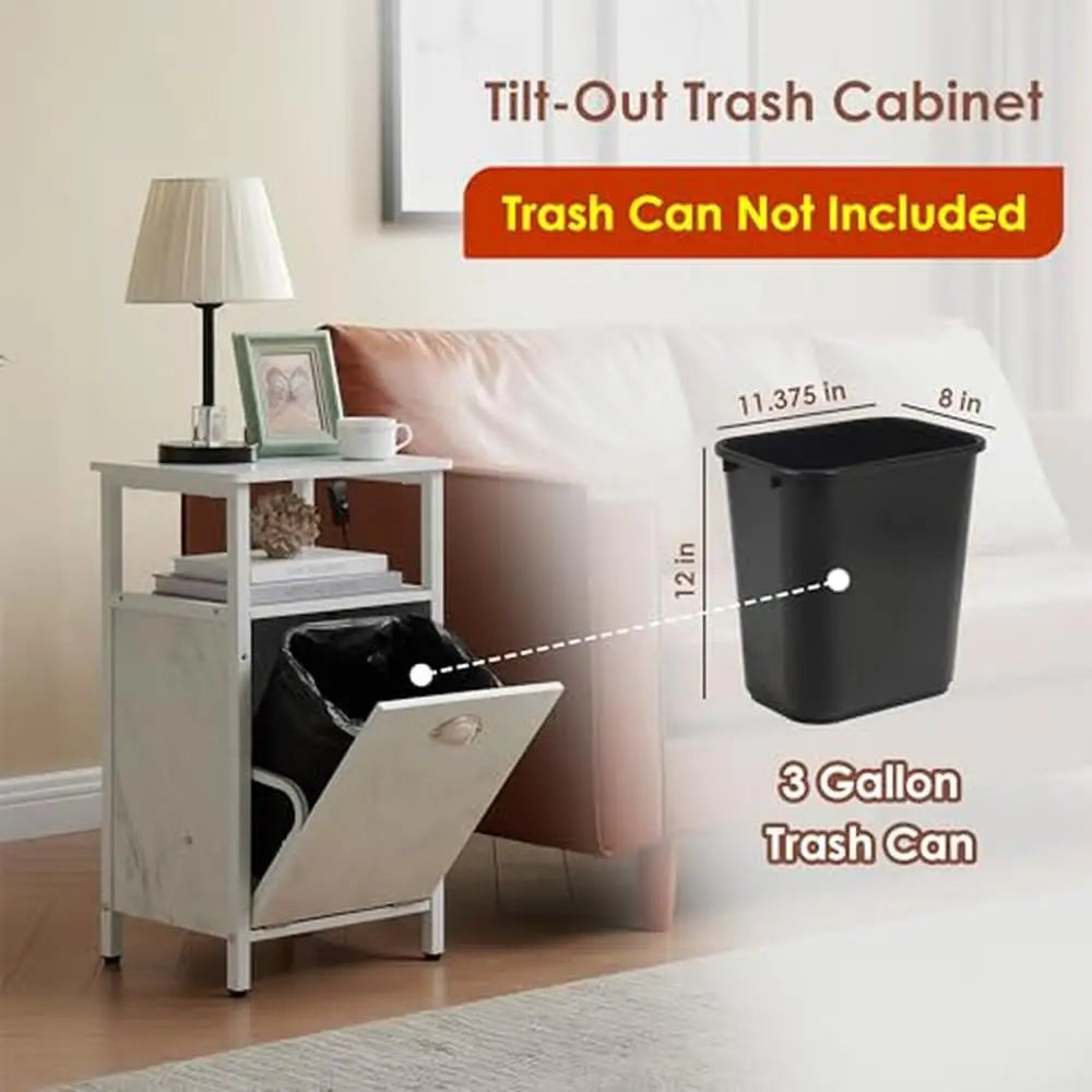 Pet Proof Trash Can Cabinet, Use in Any Room, White