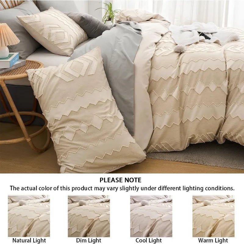 Jacquard-Pattern Duvet Cover Set, 3 Pieces, 12 Colors, 2 Sizes