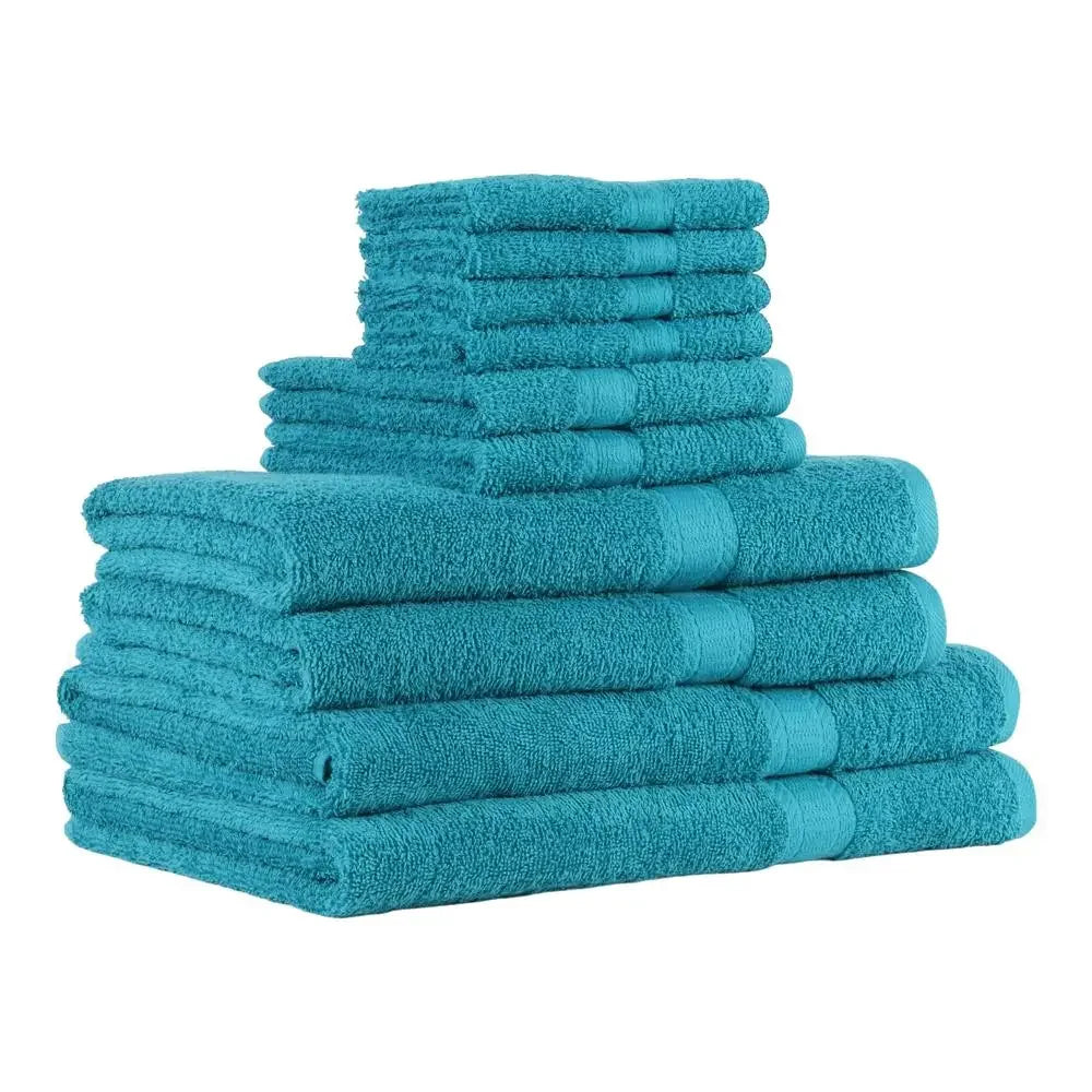 10-Piece Ultra Soft Bath Towel Set,100% Cotton, 2 Bath Sheets/2 Bath Towels/2 Hand Towels/4 Washcloths, Turquoise