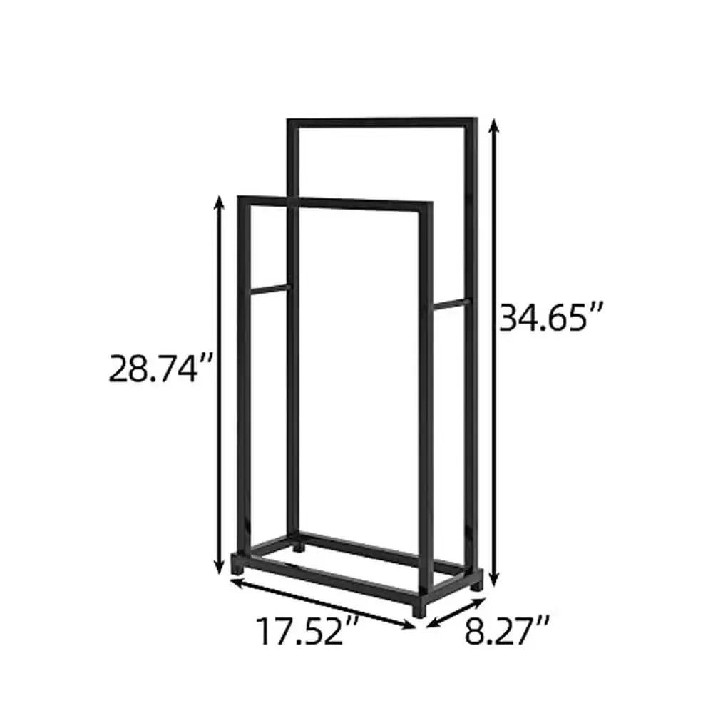 2-Tier Blanket or Towel Rack, Freestanding, Black Steel Wire, 17.52 Inch X 8.27 Inch X 34.65 Inch