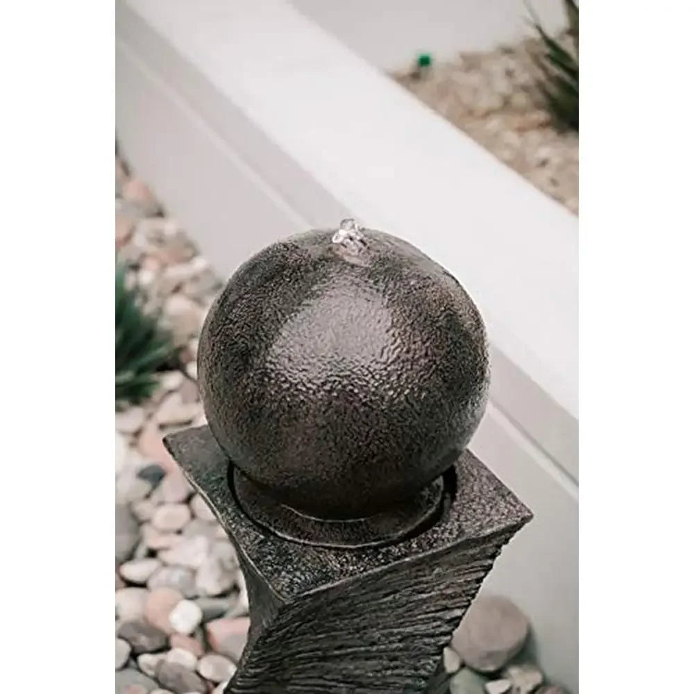 30 Inch Zen Ball Water Fountain, Auto Shut Off Pump, Weather Resistant, Polyresin