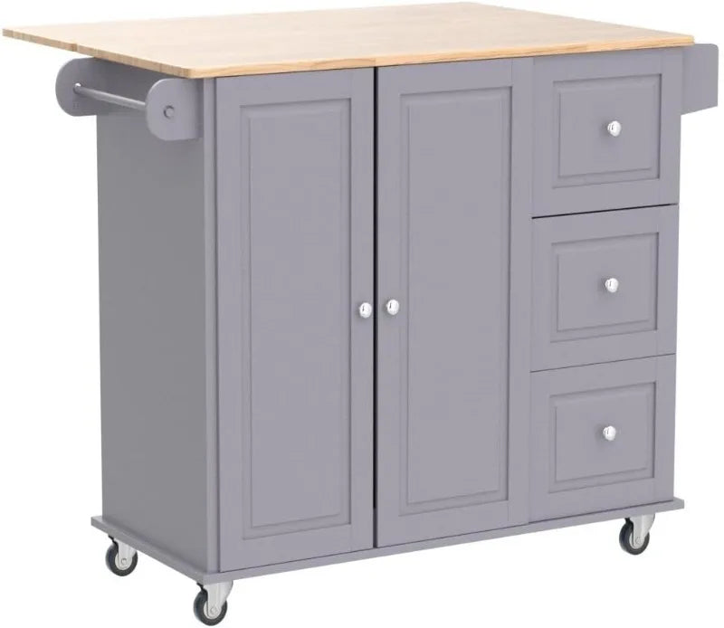 Rolling Kitchen Island Cart, with Storage & Drop Leaf, on Wheels, 3 Colors