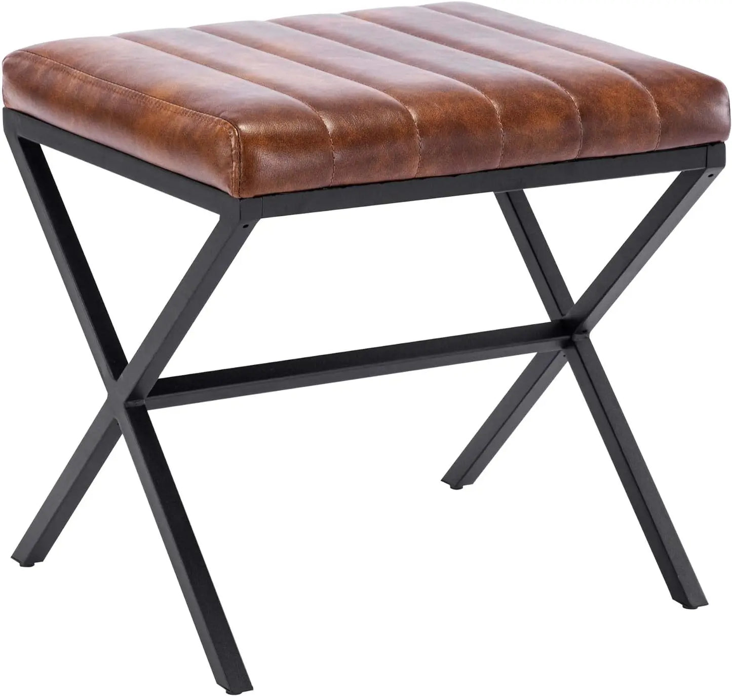 Faux Leather Ottoman/Stool, with Metal Legs