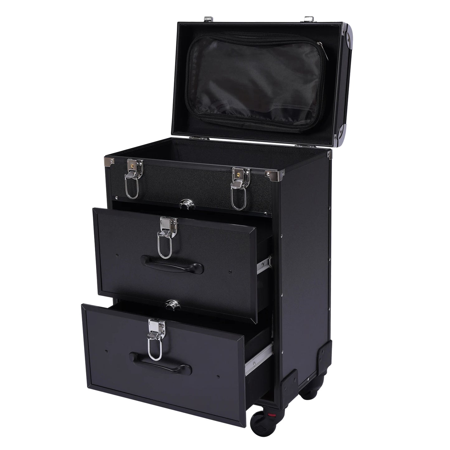 3 Tier Rolling Makeup Case Storage, with Locks, Professional Cosmetic Trolley, 2 Colors