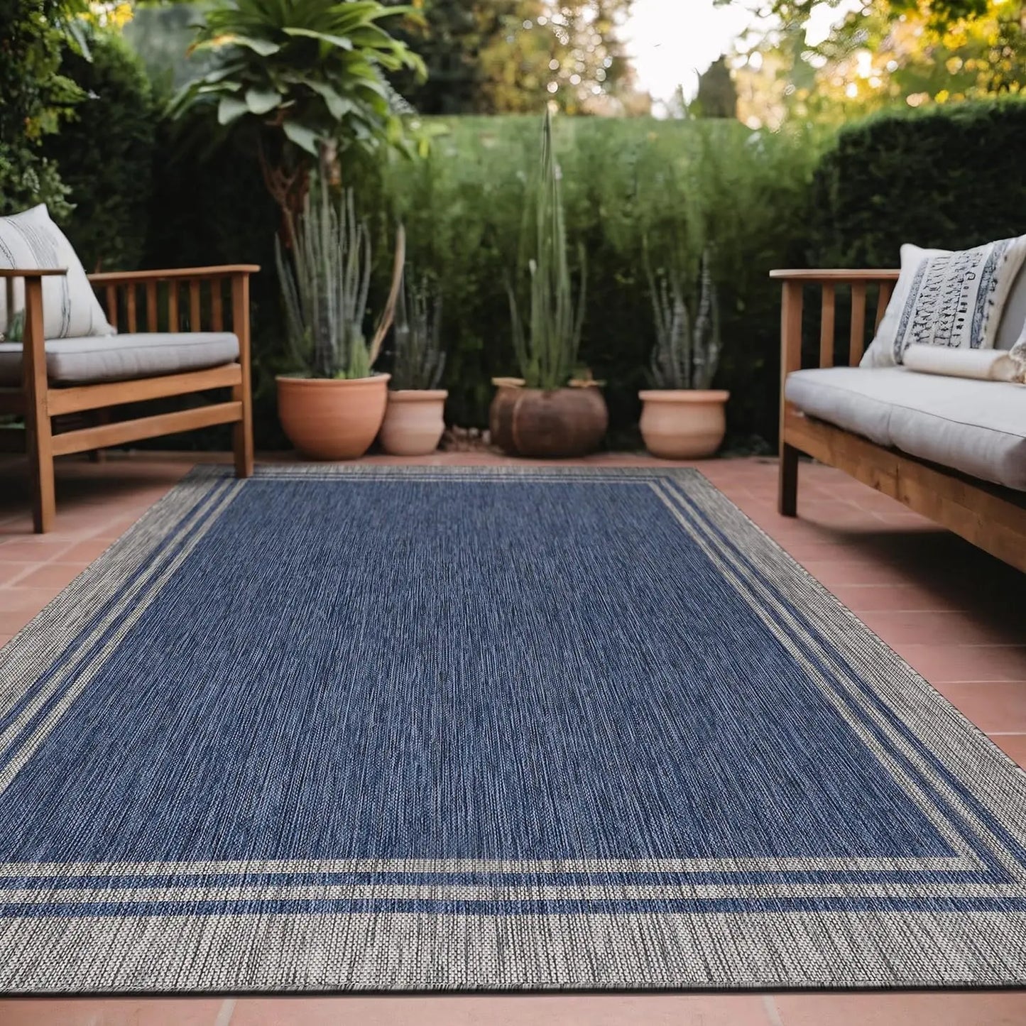 5 X 7 ft. Indoor/Outdoor Washable Rug, Non-Shedding and Waterproof, Easy to Clean, 2 Colors