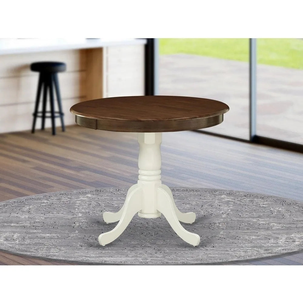 Round Wooden Dining Table, with Pedestal Base, 36 Inch x 36 Inch, 4 Colors