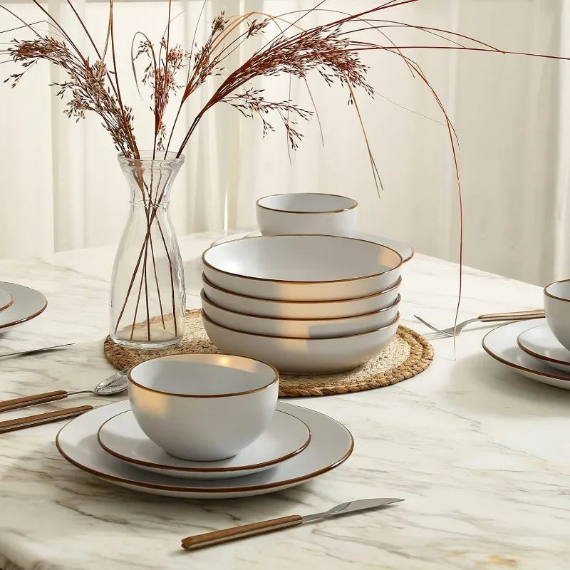 16-Piece Stoneware Dinnerware Set, 5 Colors