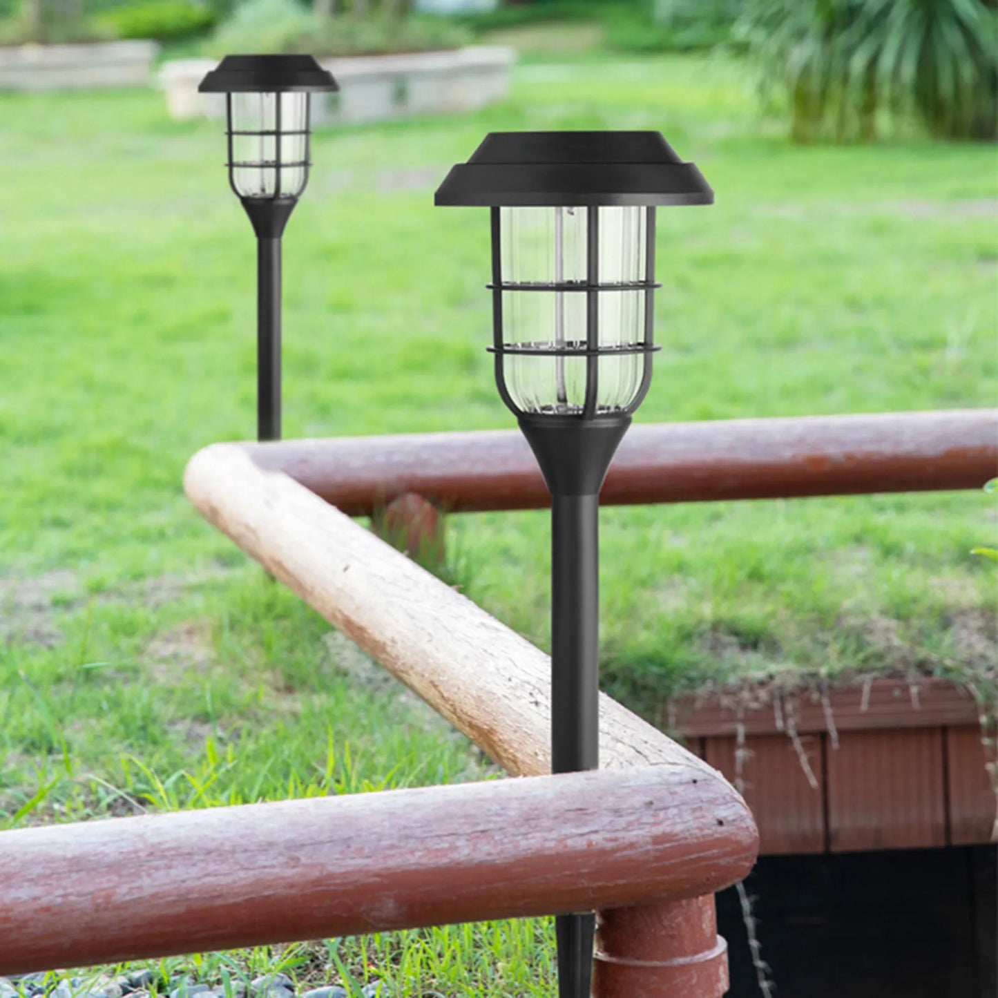 Outdoor Solar LED Lights Set, Mini Lamp Posts/ Waterproof, Decorative Accessories, 2 Pieces