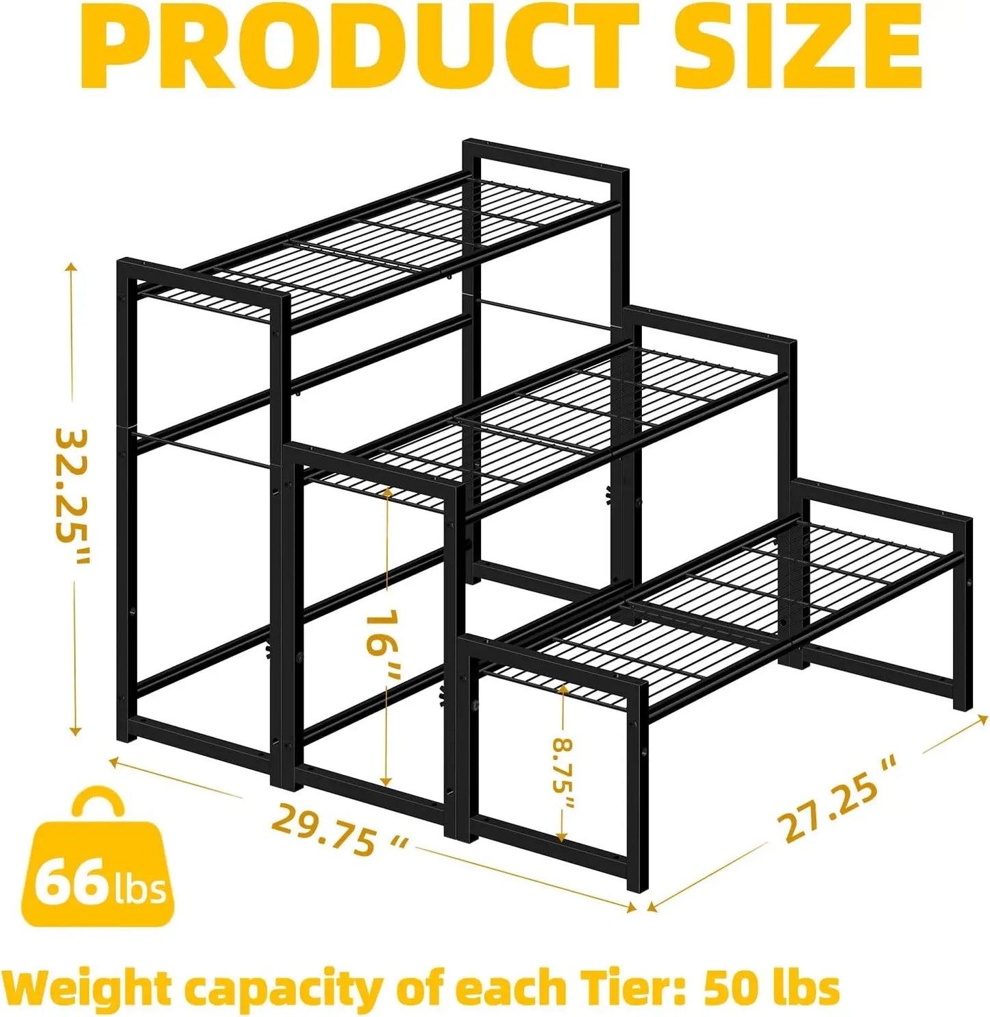 3 Tier Metal Plant Stand, Waterproof, Heavy Duty, Display Indoor or Outdoor