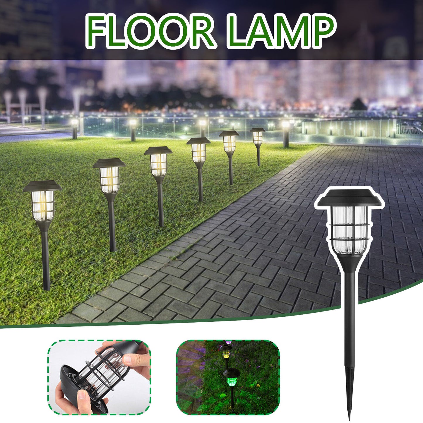 Outdoor Solar LED Lights Set, Mini Lamp Posts/ Waterproof, Decorative Accessories, 2 Pieces