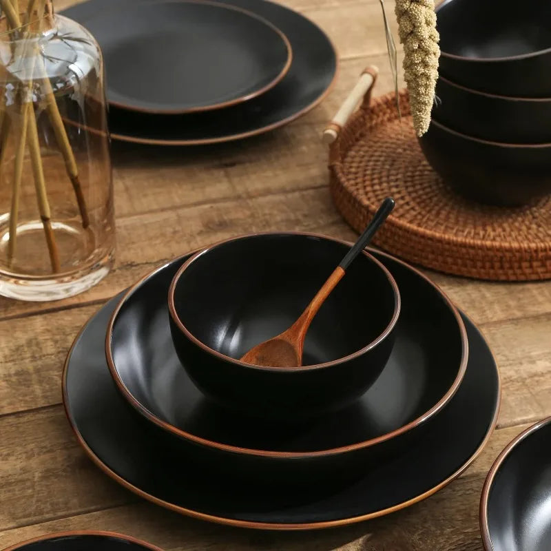 16-Piece Stoneware Dinnerware Set, 5 Colors