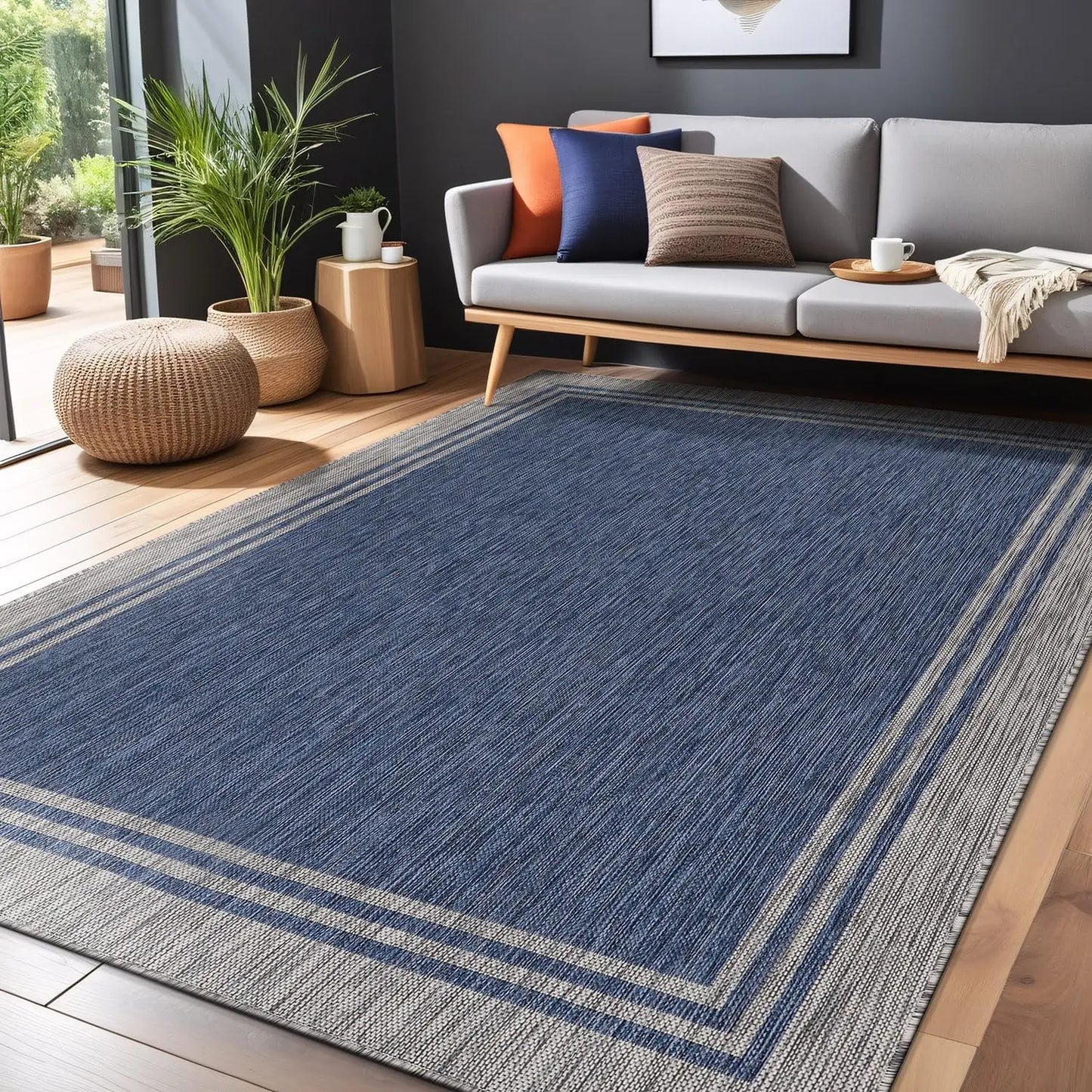 5 X 7 ft. Indoor/Outdoor Washable Rug, Non-Shedding and Waterproof, Easy to Clean, 2 Colors