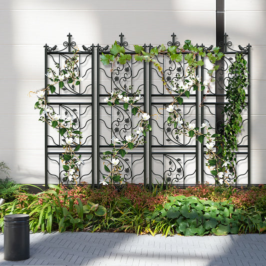 71 inch Garden Trellis, Tall Metal Lattice Panel, Black