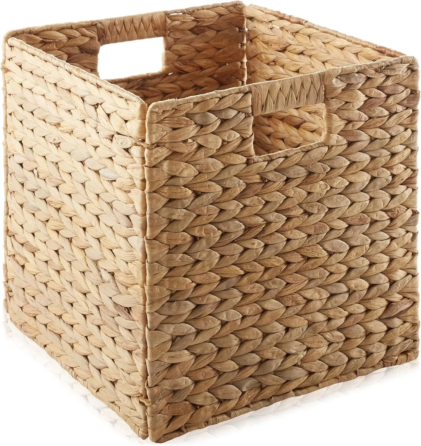 Set of 6 Collapsible Cube Organizers/Storage Baskets, Wicker/Natural, Multiple Uses