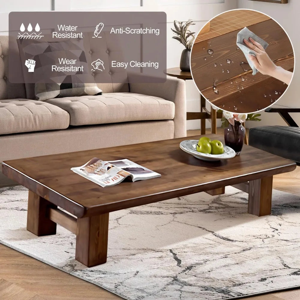 Low Coffee Table, Wood Tatami, For Floor Sitting,  2 Sizes