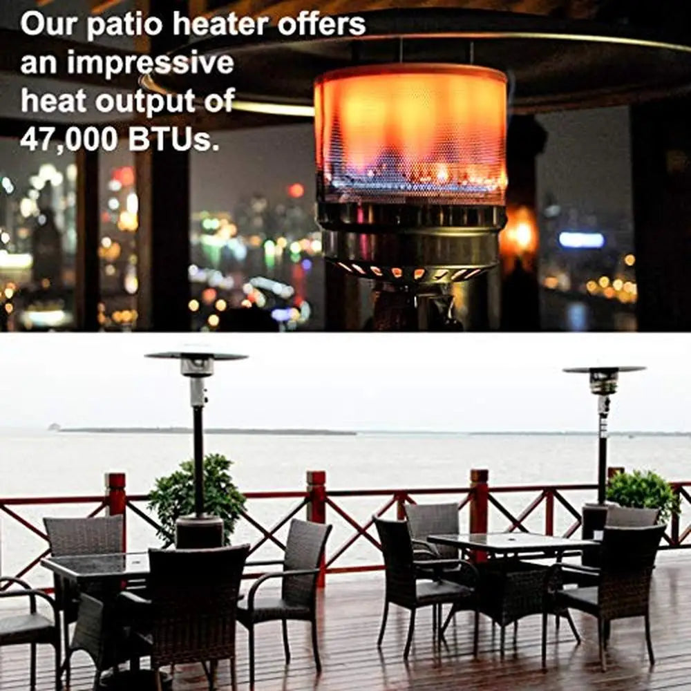 Outdoor Patio Heater, Propane Gas, 41,000 BTU, Steel Base/Stable & Safe